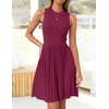 image:imageZESICA Womens 2026 Summer Sleeveless Pleated Mini DressEggplant