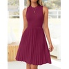 image:imageZESICA Womens 2026 Summer Sleeveless Pleated Mini DressEggplant