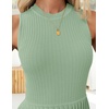 image:imageZESICA Womens 2026 Summer Sleeveless Pleated Mini DressLightgreen
