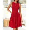 image:imageZESICA Womens 2026 Summer Sleeveless Pleated Mini DressRed