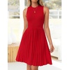 image:imageZESICA Womens 2026 Summer Sleeveless Pleated Mini DressRed