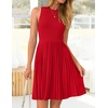 image:imageZESICA Womens 2026 Summer Sleeveless Pleated Mini DressRed