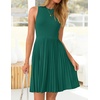 image:imageZESICA Womens 2026 Summer Sleeveless Pleated Mini DressTeal
