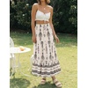 image:imageZESICA Womens Bohemian Floral Printed Elastic Waist A Line Maxi SkirtApricot