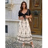 image:imageZESICA Womens Bohemian Floral Printed Elastic Waist A Line Maxi SkirtApricot