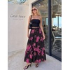 image:imageZESICA Womens Bohemian Floral Printed Elastic Waist A Line Maxi SkirtBlackrose