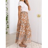 image:imageZESICA Womens Bohemian Floral Printed Elastic Waist A Line Maxi SkirtClay