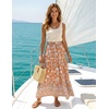 image:imageZESICA Womens Bohemian Floral Printed Elastic Waist A Line Maxi SkirtClay