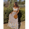 image:imageZESICA Womens Bohemian Floral Printed Elastic Waist A Line Maxi SkirtCream