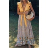 image:imageZESICA Womens Bohemian Floral Printed Elastic Waist A Line Maxi SkirtCream