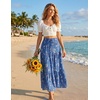 image:imageZESICA Womens Bohemian Floral Printed Elastic Waist A Line Maxi SkirtDarkblue