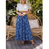 image:imageZESICA Womens Bohemian Floral Printed Elastic Waist A Line Maxi SkirtDarkblue