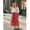 image:imageZESICA Womens Bohemian Floral Printed Elastic Waist A Line Maxi SkirtRed2