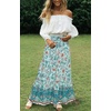 image:imageZESICA Womens Bohemian Floral Printed Elastic Waist A Line Maxi SkirtTurquoise