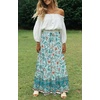 image:imageZESICA Womens Bohemian Floral Printed Elastic Waist A Line Maxi SkirtTurquoise