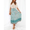 image:imageZESICA Womens Bohemian Floral Printed Elastic Waist A Line Maxi SkirtTurquoise