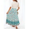 image:imageZESICA Womens Bohemian Floral Printed Elastic Waist A Line Maxi SkirtTurquoise