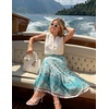image:imageZESICA Womens Bohemian Floral Printed Elastic Waist A Line Maxi SkirtTurquoise
