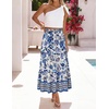image:imageZESICA Womens Bohemian Floral Printed Elastic Waist A Line Maxi SkirtVintageblue