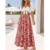 image:imageZESICA Womens Bohemian Floral Printed Elastic Waist A Line Maxi SkirtVintagepink
