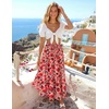 image:imageZESICA Womens Bohemian Floral Printed Elastic Waist A Line Maxi SkirtVintagepink