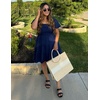 image:imageZESICA Womens Boho Square Neck Puff Sleeve Smocked Tiered A Line Mini DressNavy