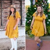 image:imageZESICA Womens Boho Square Neck Puff Sleeve Smocked Tiered A Line Mini DressYellow