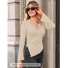 image:imageZESICA Womens Cowl Neck Long Sleeve Ruched Fitted Going Out TopsApricot
