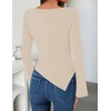 image:imageZESICA Womens Cowl Neck Long Sleeve Ruched Fitted Going Out TopsApricot