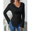 image:imageZESICA Womens Cowl Neck Long Sleeve Ruched Fitted Going Out TopsBlack