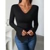 image:imageZESICA Womens Cowl Neck Long Sleeve Ruched Fitted Going Out TopsBlack