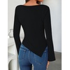 image:imageZESICA Womens Cowl Neck Long Sleeve Ruched Fitted Going Out TopsBlack