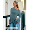 image:imageZESICA Womens Cowl Neck Long Sleeve Ruched Fitted Going Out TopsTurquoise