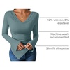 image:imageZESICA Womens Cowl Neck Long Sleeve Ruched Fitted Going Out TopsTurquoise