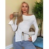 image:imageZESICA Womens Cowl Neck Long Sleeve Ruched Fitted Going Out TopsWhite