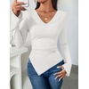 image:imageZESICA Womens Cowl Neck Long Sleeve Ruched Fitted Going Out TopsWhite