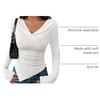 image:imageZESICA Womens Cowl Neck Long Sleeve Ruched Fitted Going Out TopsWhite