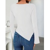 image:imageZESICA Womens Cowl Neck Long Sleeve Ruched Fitted Going Out TopsWhite