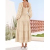 image:imageZESICA Womens Eyelet Long Sleeve Maxi Wedding Guest DressesApricot