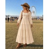 image:imageZESICA Womens Eyelet Long Sleeve Maxi Wedding Guest DressesApricot