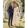 image:imageZESICA Womens Eyelet Long Sleeve Maxi Wedding Guest DressesApricot