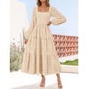 image:imageZESICA Womens Eyelet Long Sleeve Maxi Wedding Guest DressesApricot