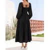 image:imageZESICA Womens Eyelet Long Sleeve Maxi Wedding Guest DressesBlack