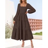 image:imageZESICA Womens Eyelet Long Sleeve Maxi Wedding Guest DressesCoffee
