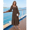 image:imageZESICA Womens Eyelet Long Sleeve Maxi Wedding Guest DressesCoffee