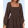 image:imageZESICA Womens Eyelet Long Sleeve Maxi Wedding Guest DressesCoffee
