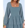 image:imageZESICA Womens Eyelet Long Sleeve Maxi Wedding Guest DressesDustyblue