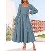 image:imageZESICA Womens Eyelet Long Sleeve Maxi Wedding Guest DressesDustyblue