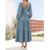 image:imageZESICA Womens Eyelet Long Sleeve Maxi Wedding Guest DressesDustyblue