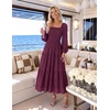 image:imageZESICA Womens Eyelet Long Sleeve Maxi Wedding Guest DressesFuchsia